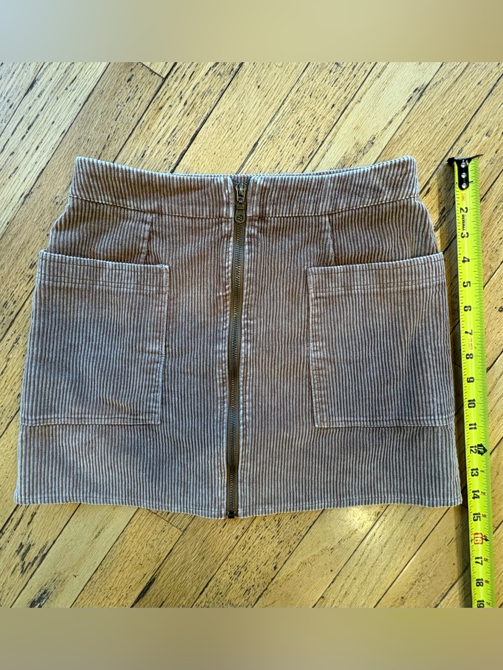 She + Sky Front-Zip Corduroy Mini Skirt - Taupe Brown